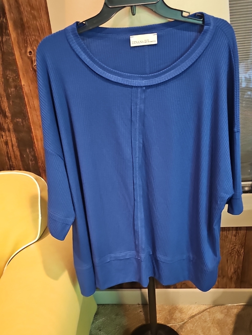Zenana Outfitters Royal Blue Relaxed Ribbed Short Sleeve Top